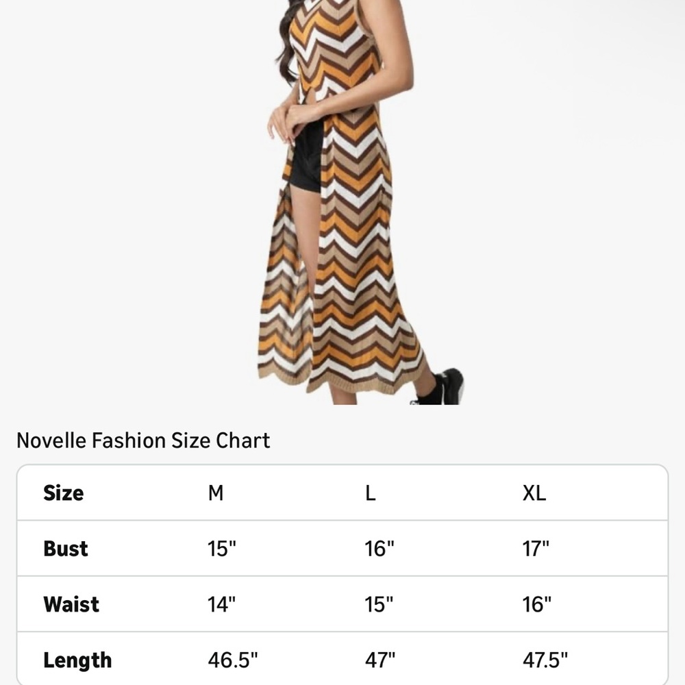 Sleeveless Chevron Maxi Cutout Dress L - Picture 5 of 5